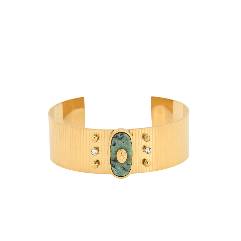 Pulsera rígida de acero con textura ojo GB
