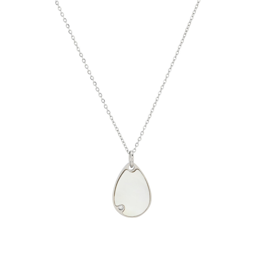 Steel necklace oval GB