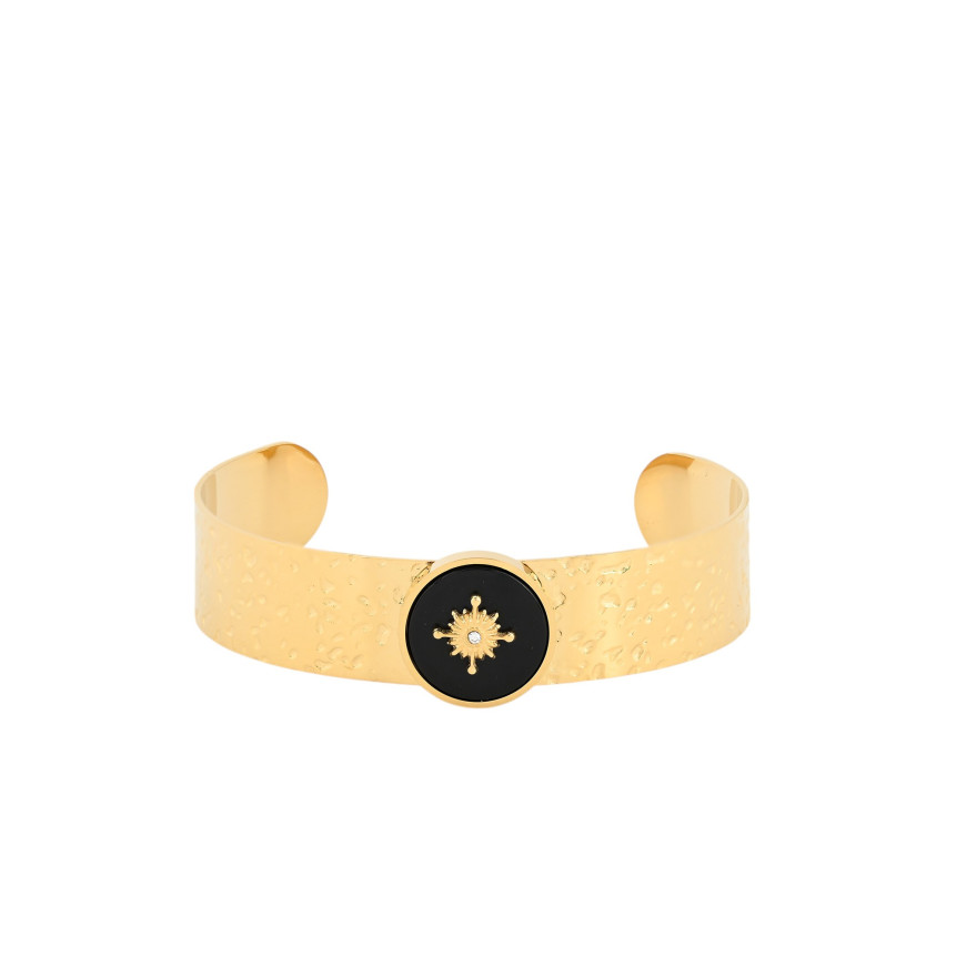 Pulseira rígida aço com textura sol GB