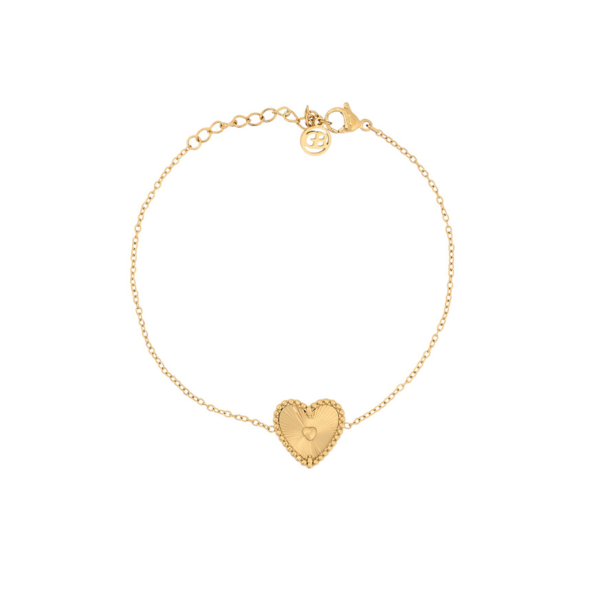 Pulseira em aço coração textura GB