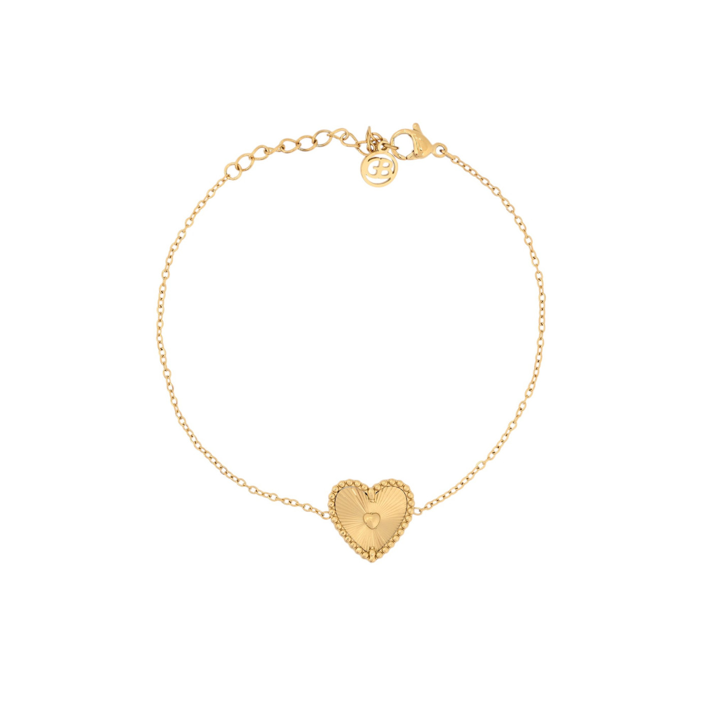 Pulseira em aço coração textura GB