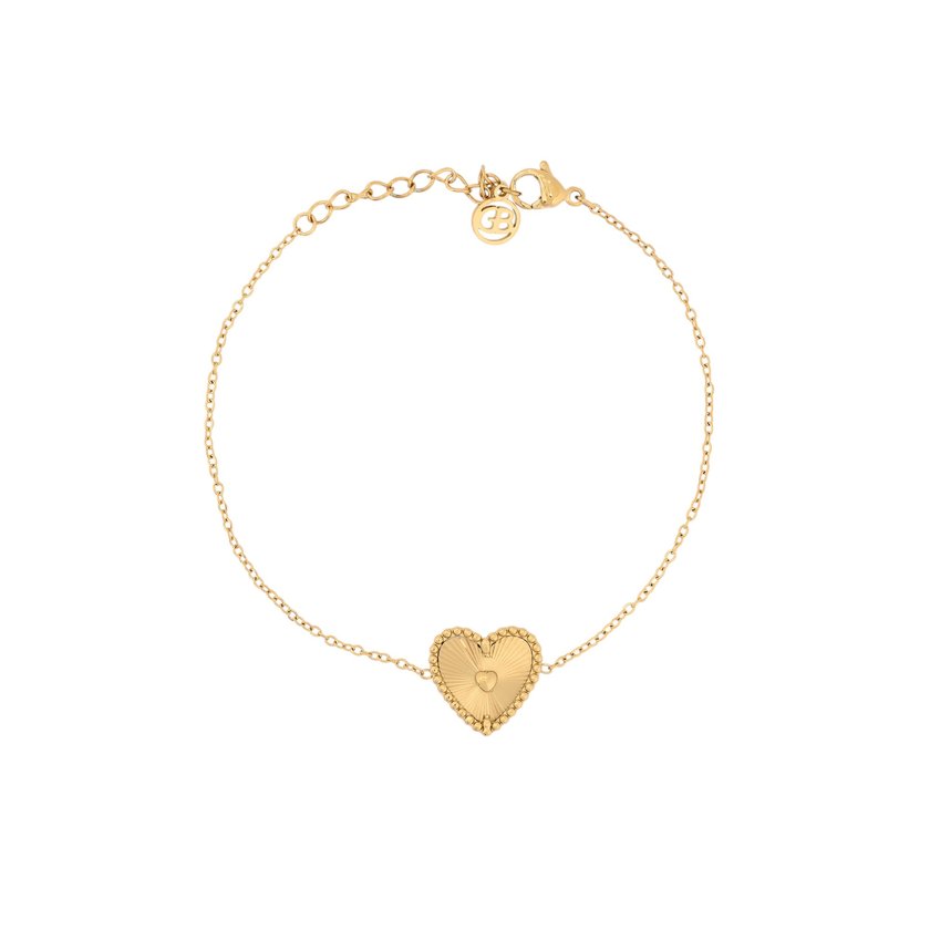 Pulsera en acero corazón textura GB