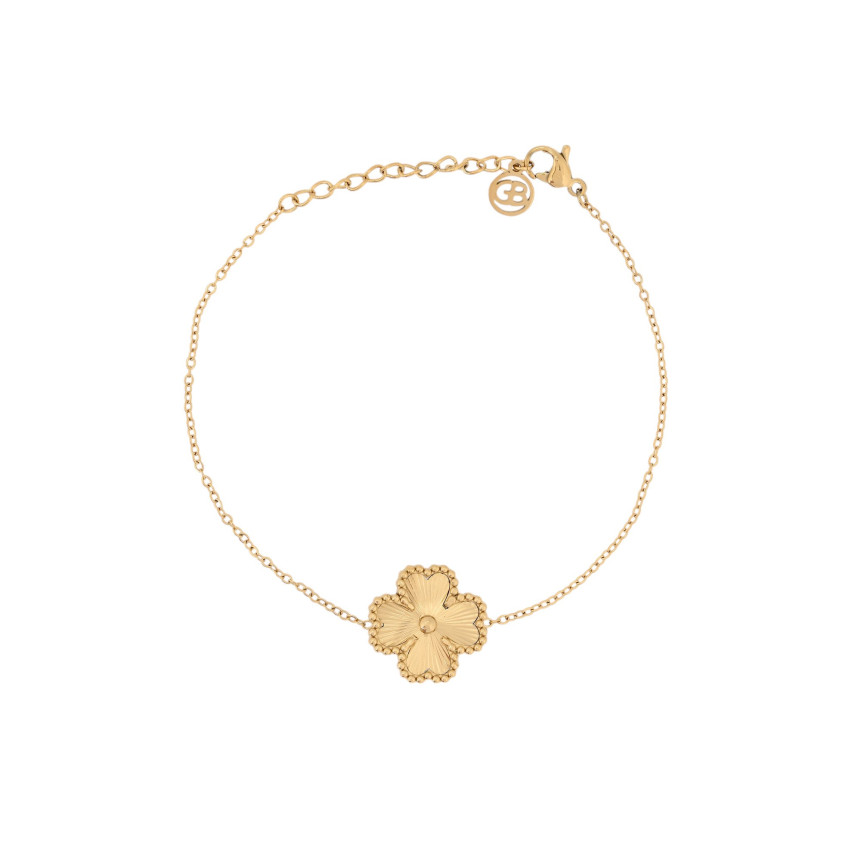 Pulseira trevo textura em aço GB