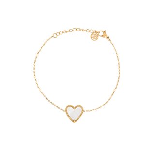 Steel bracelet heart texture and motherpearl GB