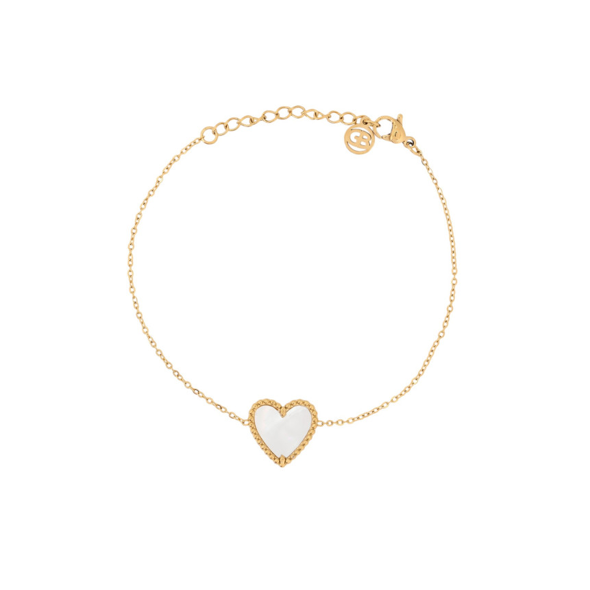 Pulseira em aço coração textura e madrepérola GB