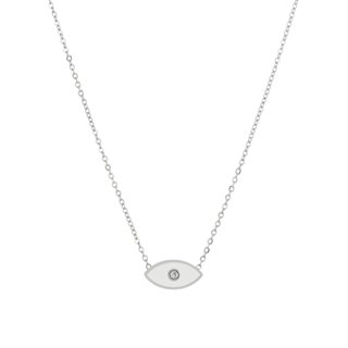 Steel necklace eye white GB