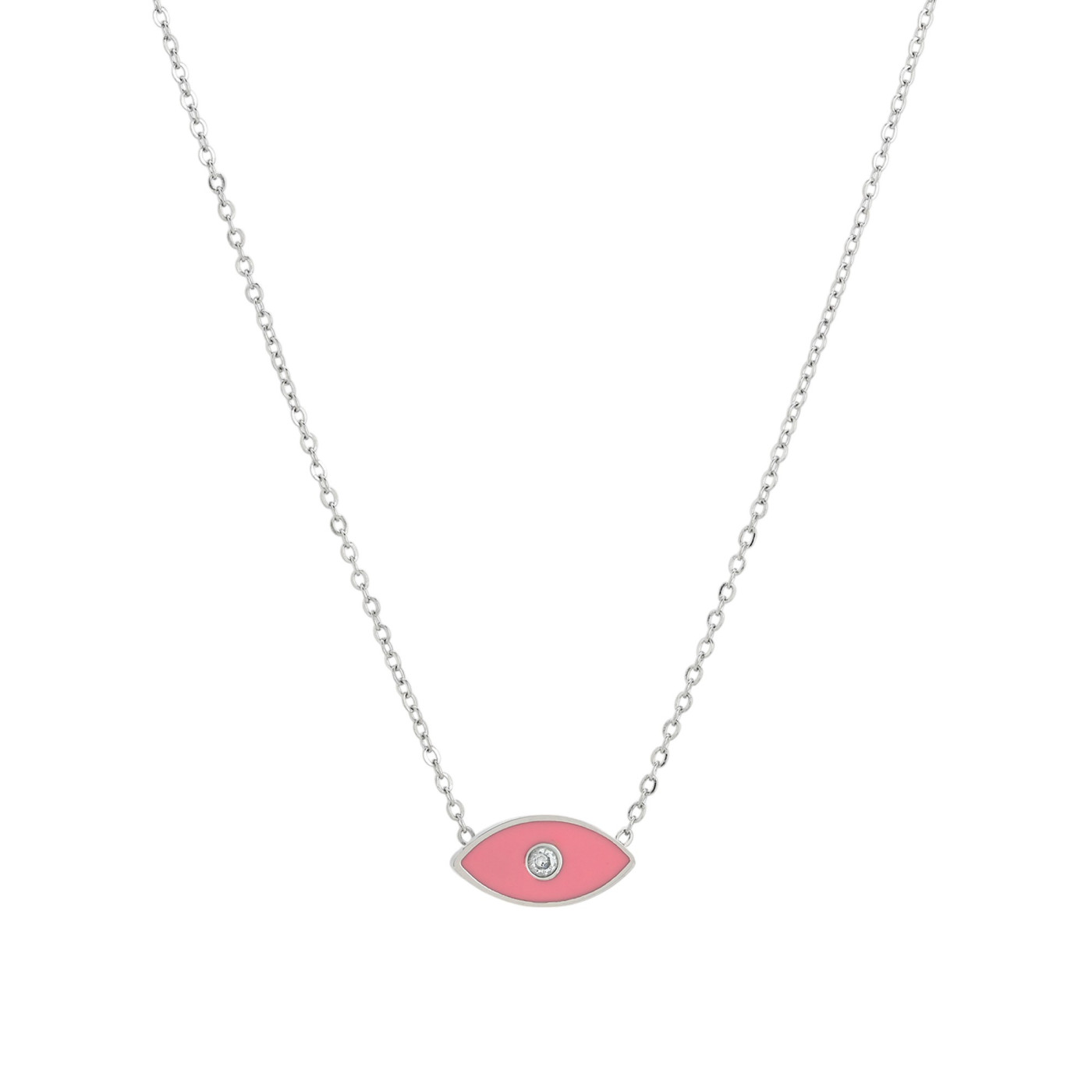 Collar en acero ojo rosa GB