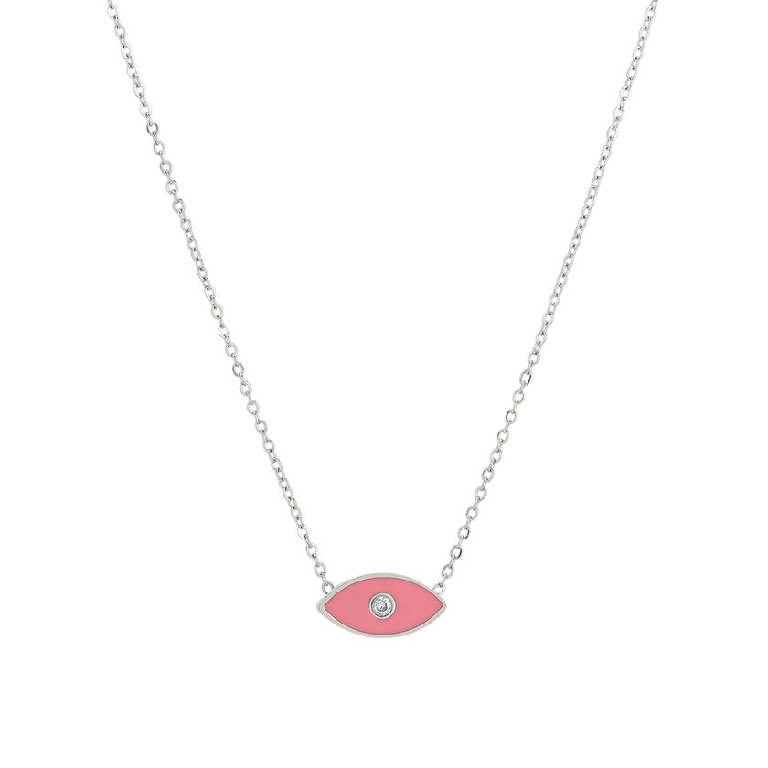 Collar en acero ojo rosa GB