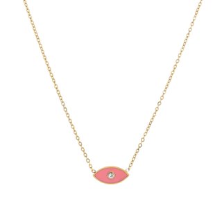 Collar en acero ojo rosa GB