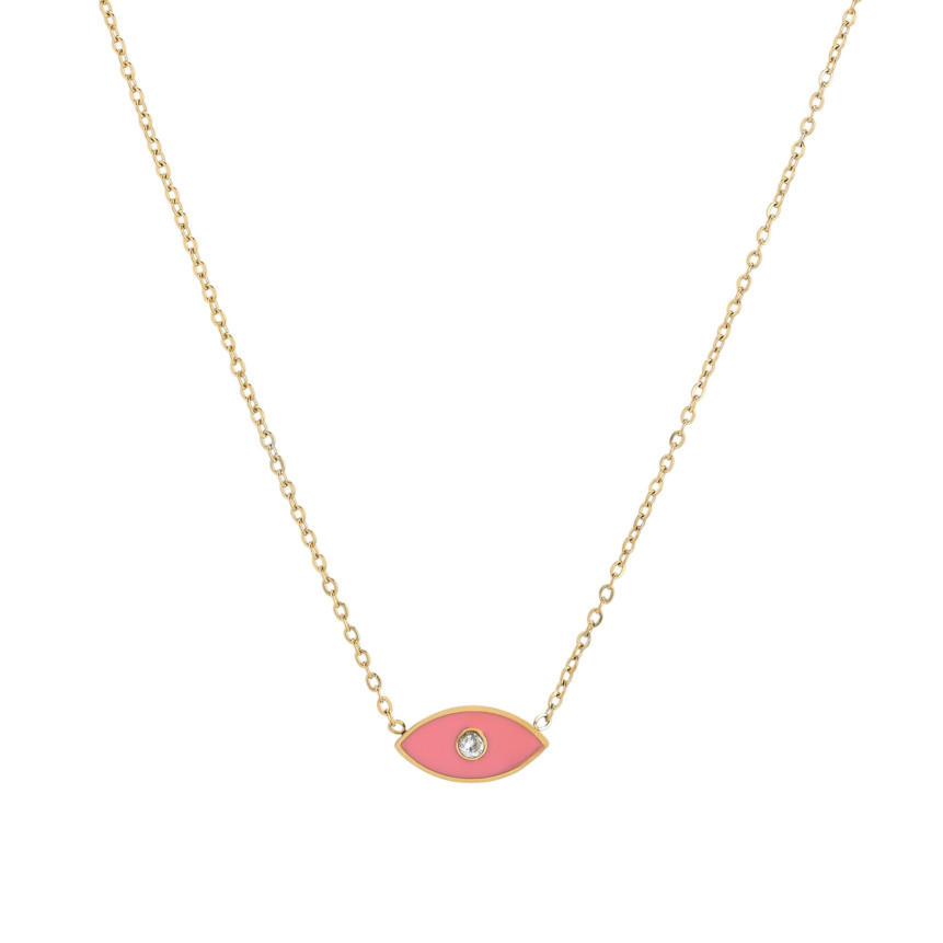Steel necklace eye pink GB