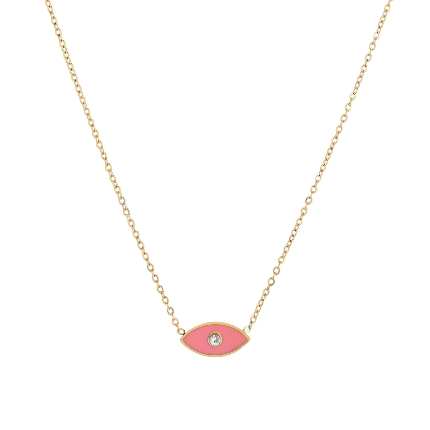 Collar en acero ojo rosa GB