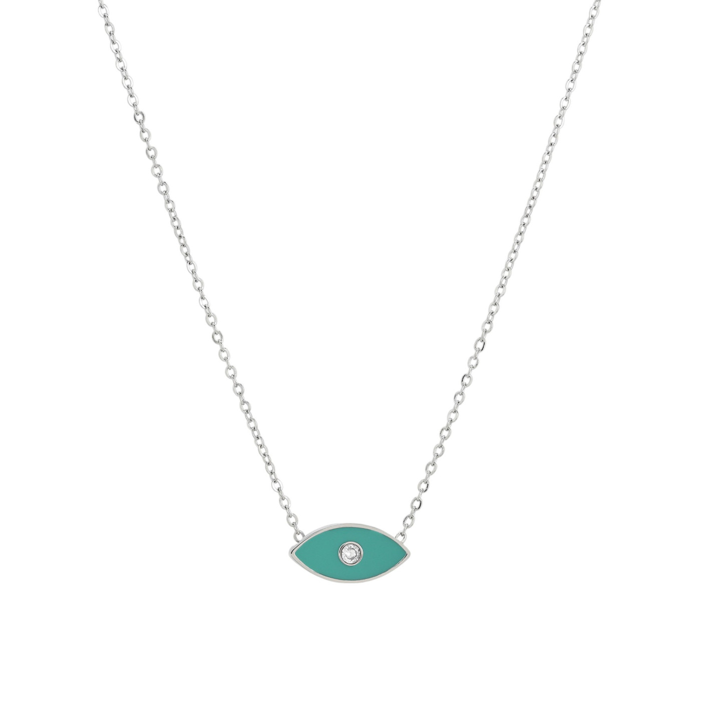 Collar en acero ojo verde GB