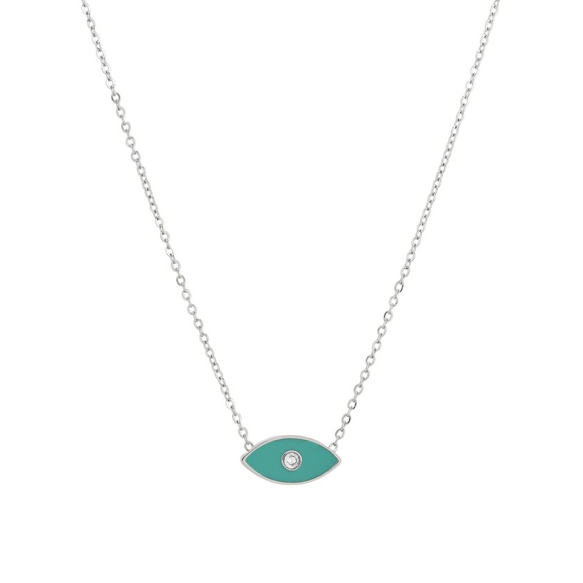 Collar en acero ojo verde GB