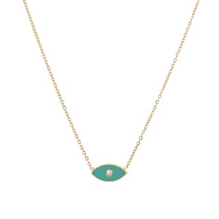 Collar en acero ojo verde GB