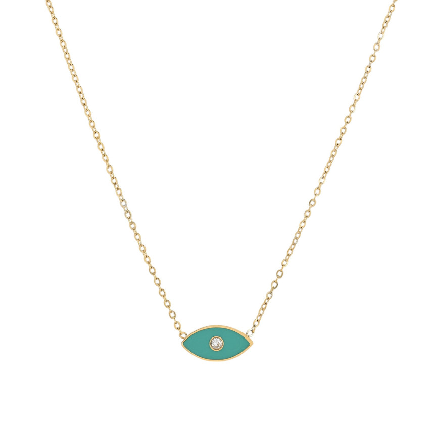 Collana in acciaio occhio verde GB