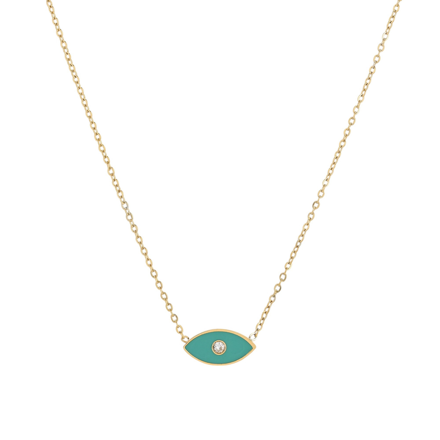 Collana in acciaio occhio verde GB