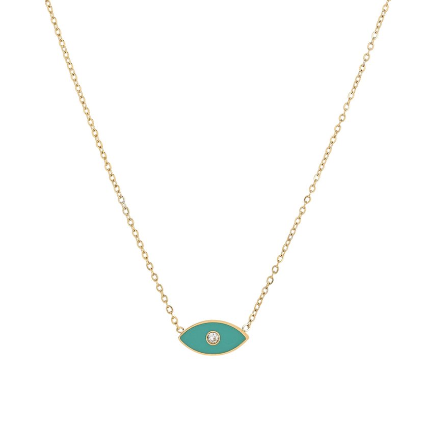 Collar en acero ojo verde GB