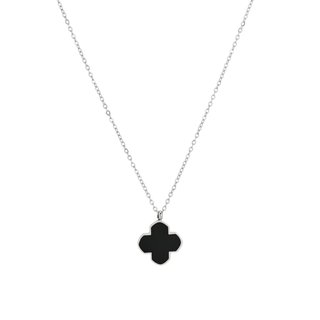 Collar en acero trébol negro GB