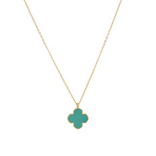 Collar en acero trébol verde GB