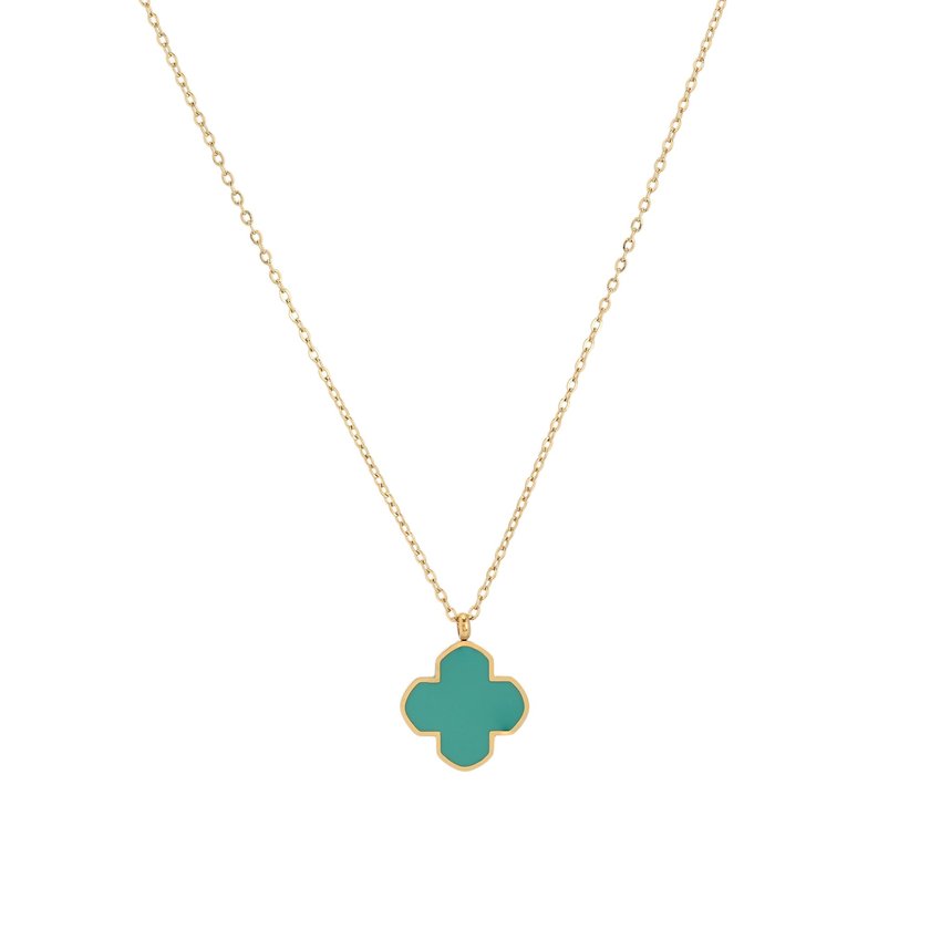 Collar en acero trébol verde GB