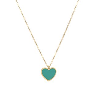 Collar en acero corazón verde GB