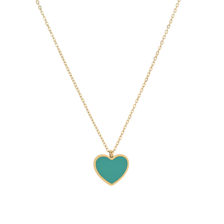Collar en acero corazón verde GB