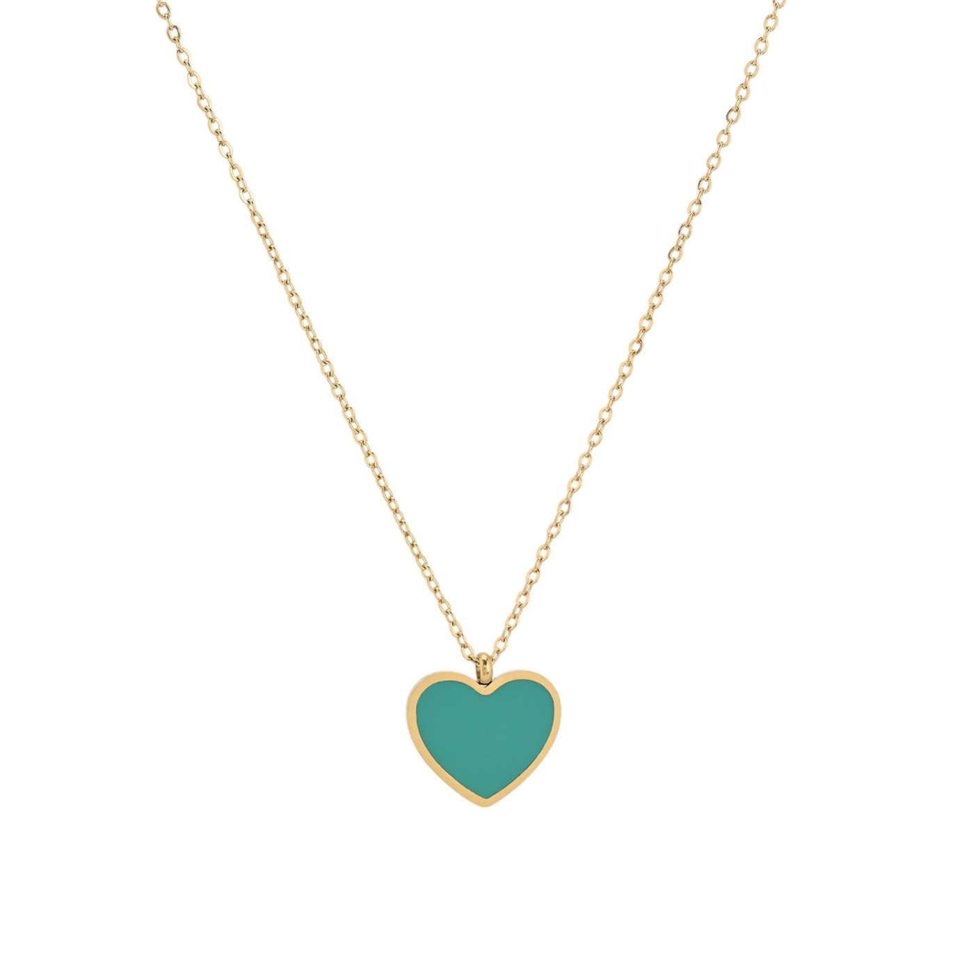 Collana in acciaio cuore verde GB
