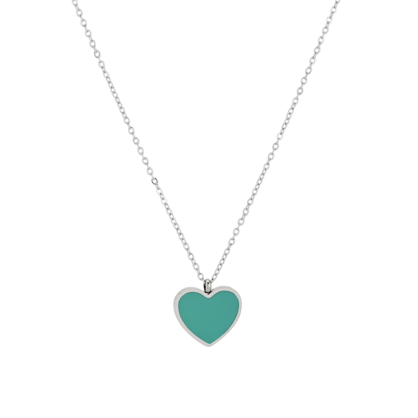 Collana in acciaio cuore verde GB
