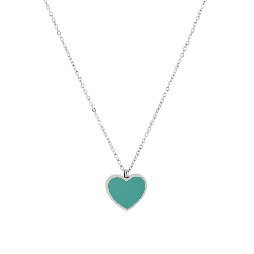 Collar en acero corazón verde GB