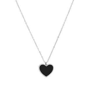 Collar en acero corazón negro GB