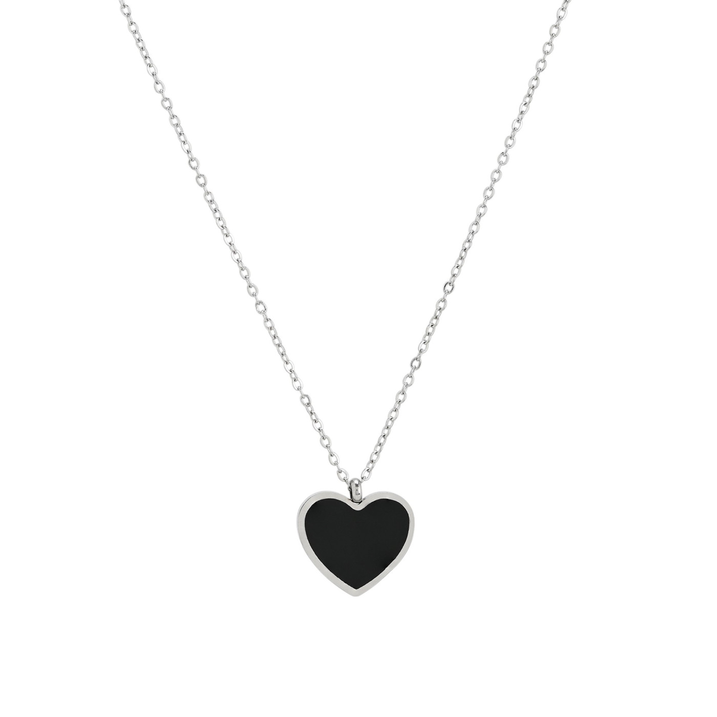 Collana in acciaio cuore nero GB