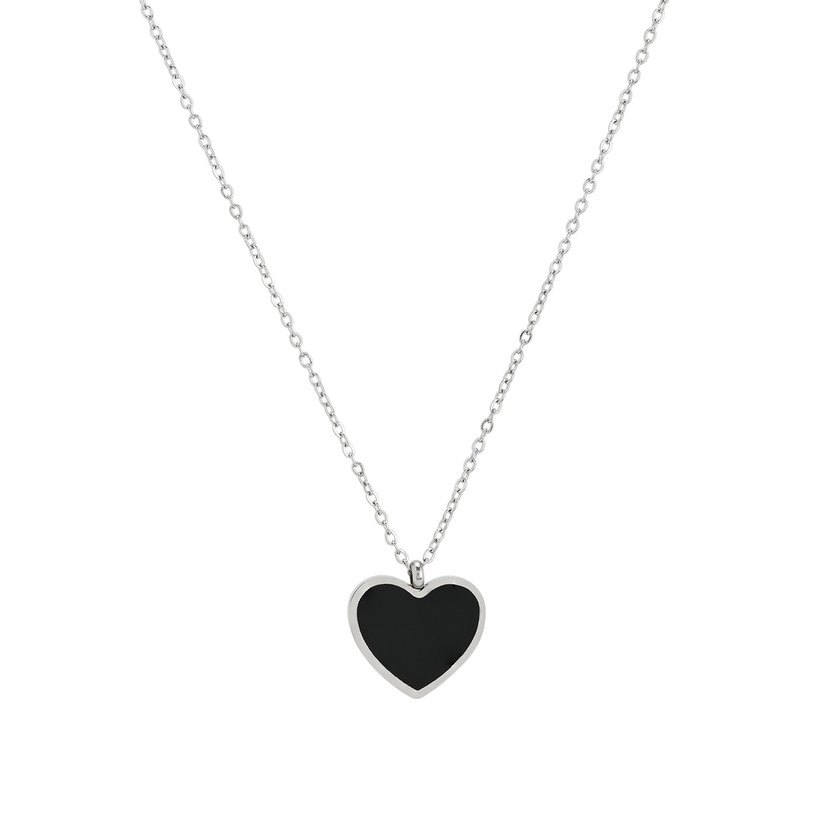 Collar en acero corazón negro GB