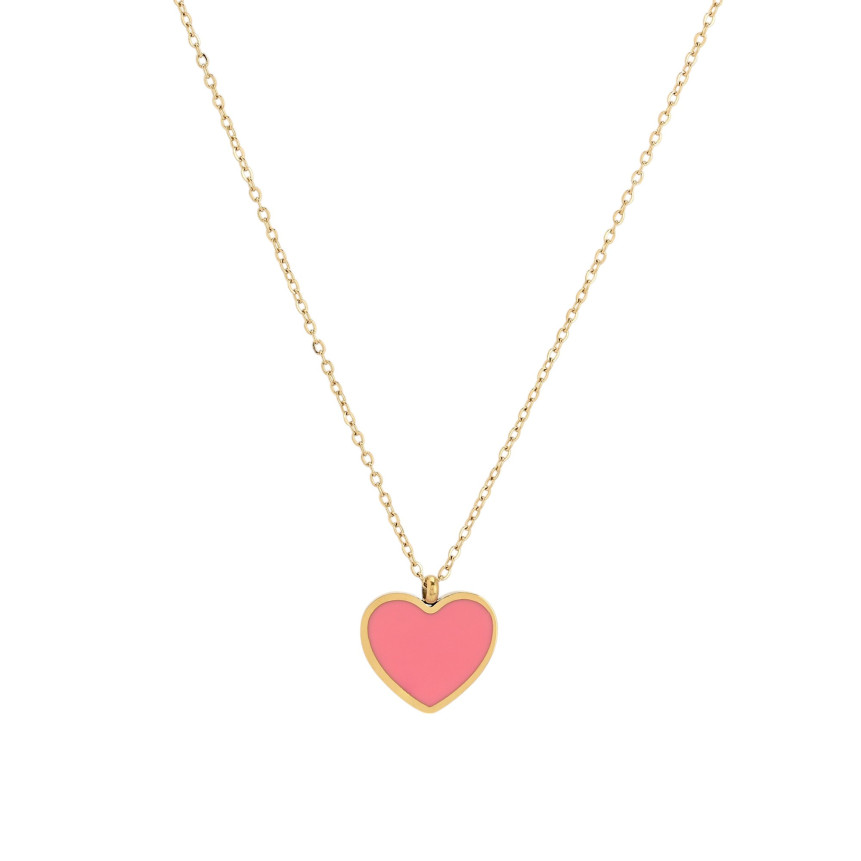 Steel necklace heart pink GB