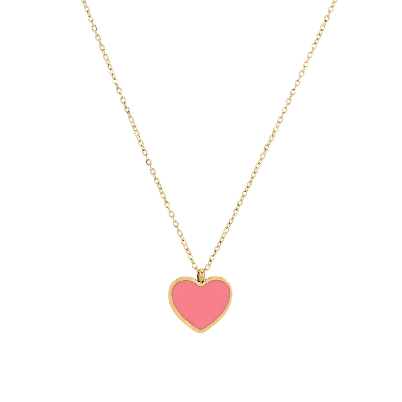 Collana in acciaio cuore rosa GB