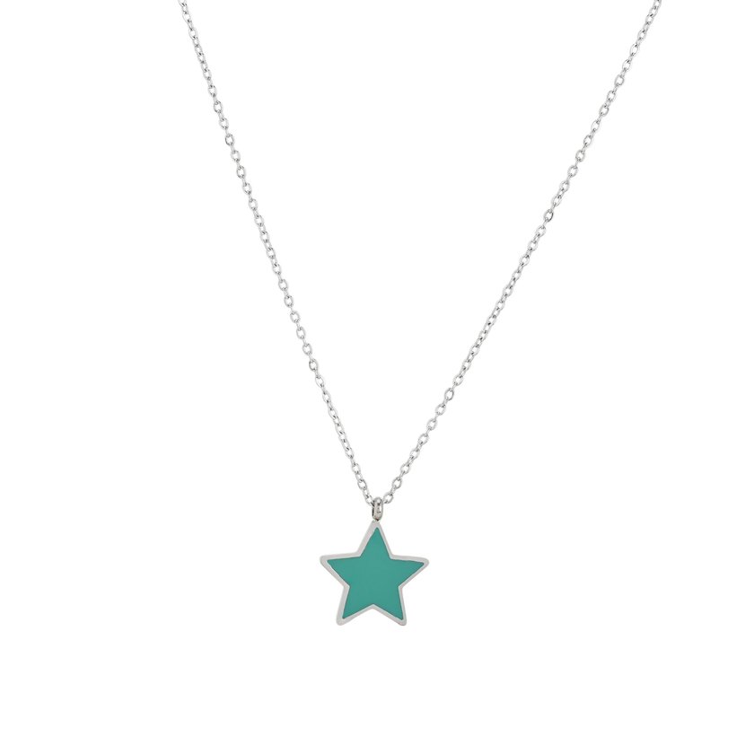 Collier en acier étoile vert GB