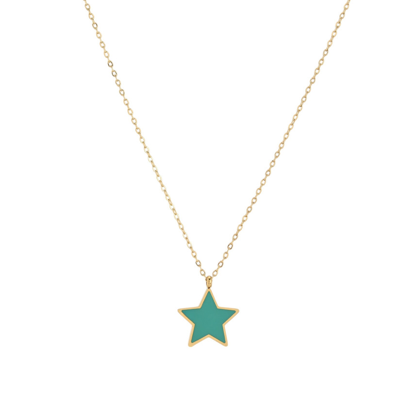 Steel necklace star green GB