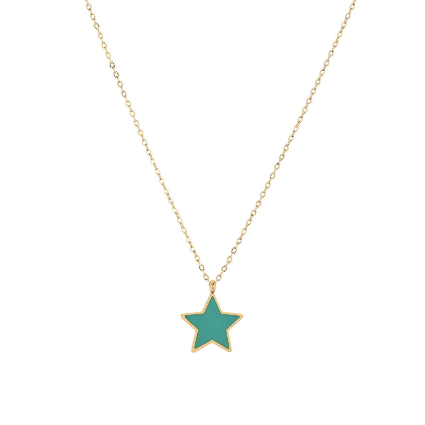 Collana in acciaio stella verde GB
