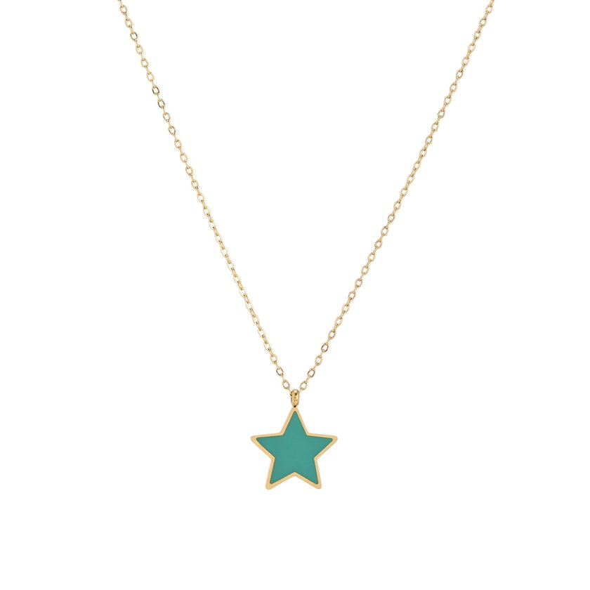 Collar en acero estrella verde GB