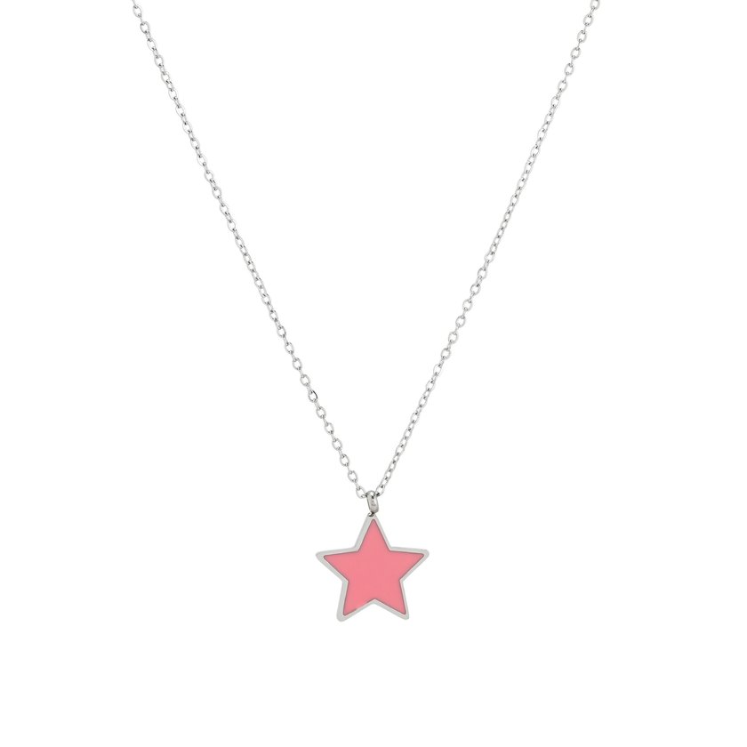 Collar en acero estrella rosa GB