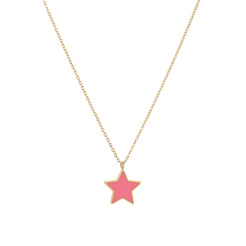 Collar en acero estrella rosa GB