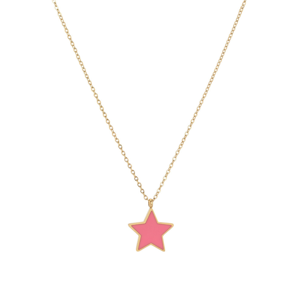 Collana d\'acciaio stella rosa GB