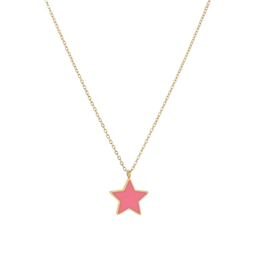 Collar en acero estrella rosa GB