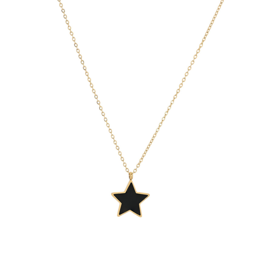 Colar em aço estrela preta GB