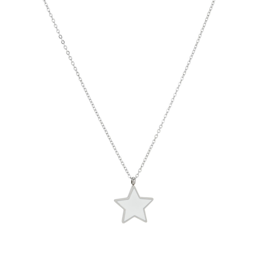 Steel necklace star white GB