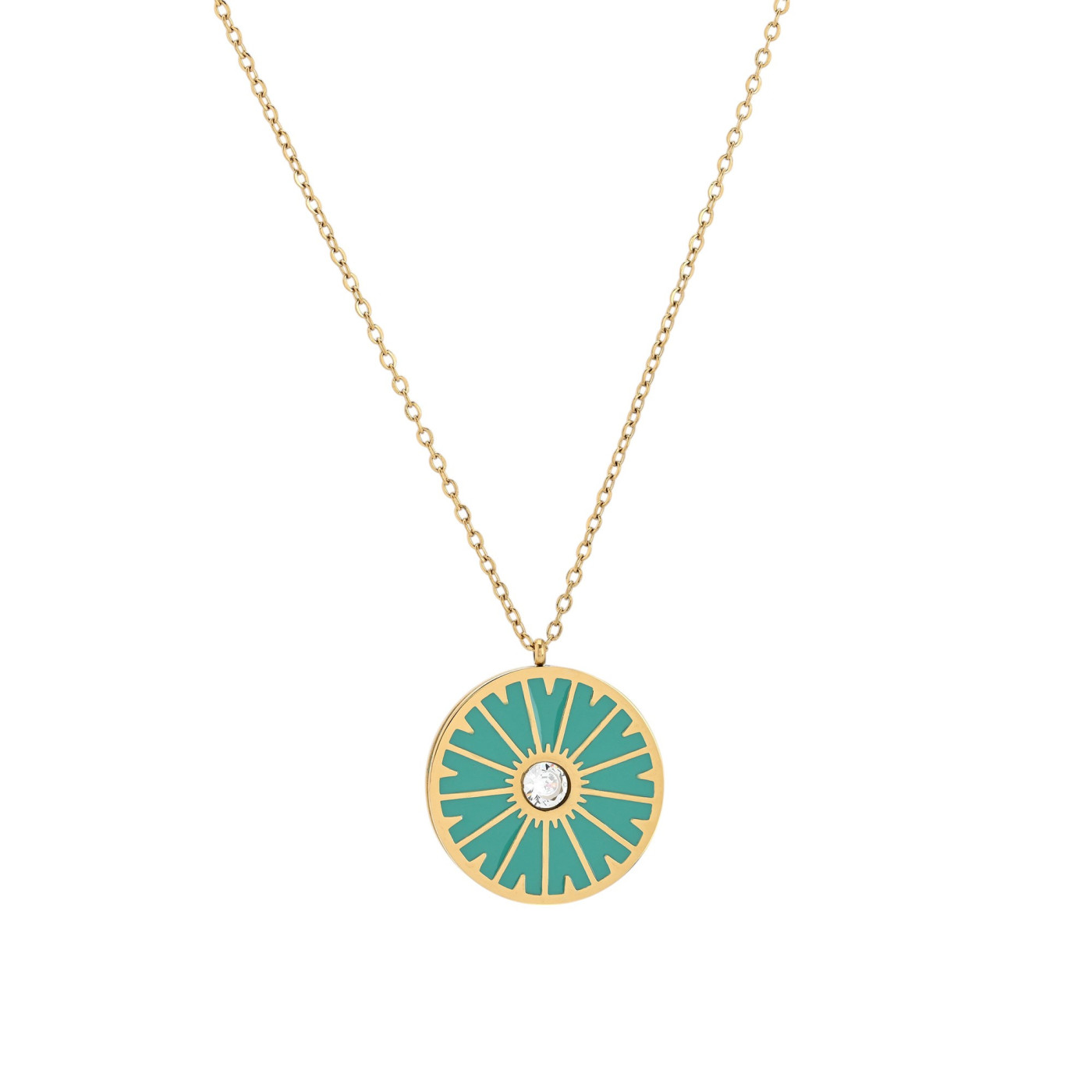 Collana in acciaio ruota verde GB