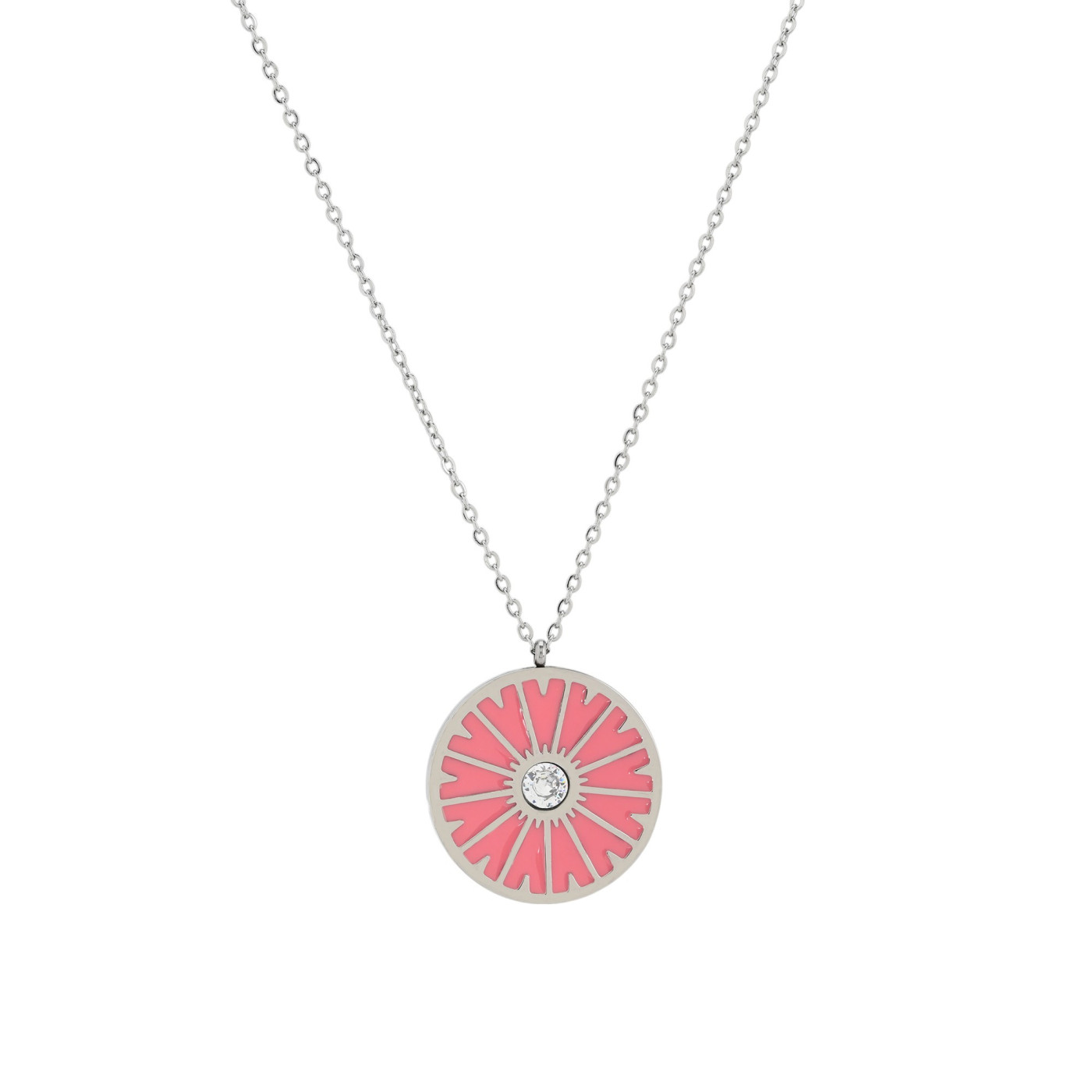 Collar en acero rueda rosa GB