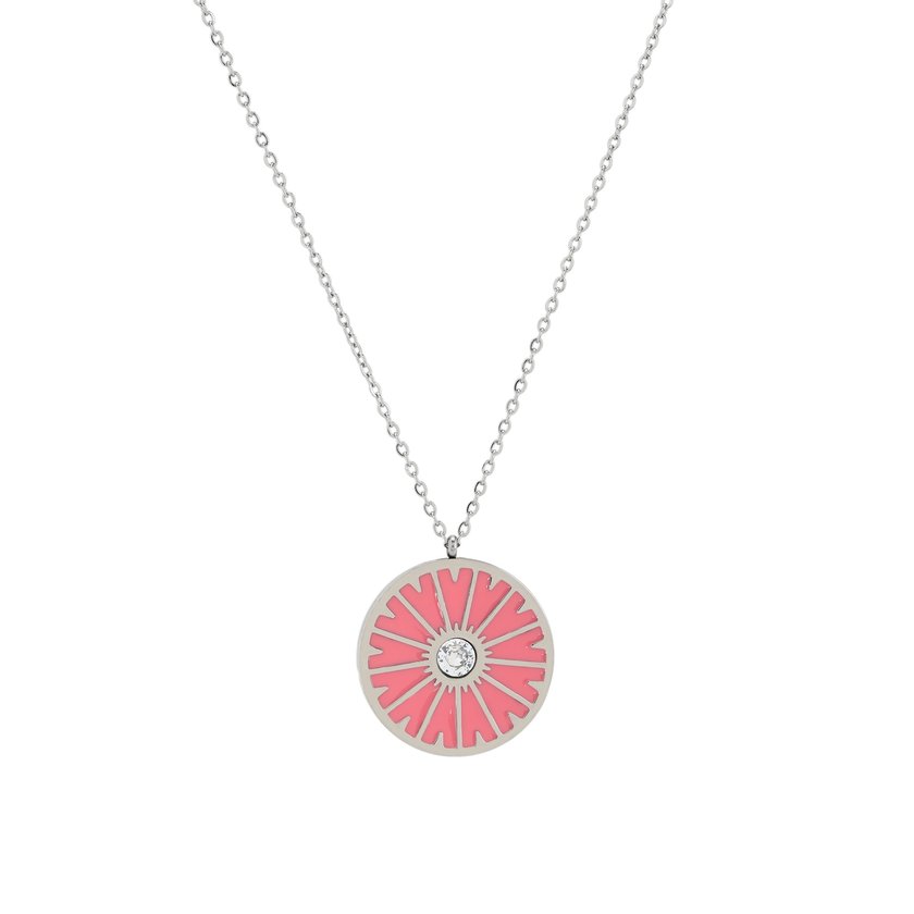 Collar en acero rueda rosa GB