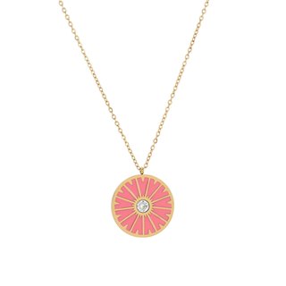 Collar en acero rueda rosa GB