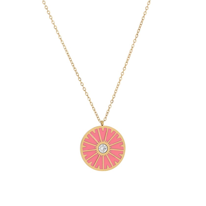 Collar en acero rueda rosa GB