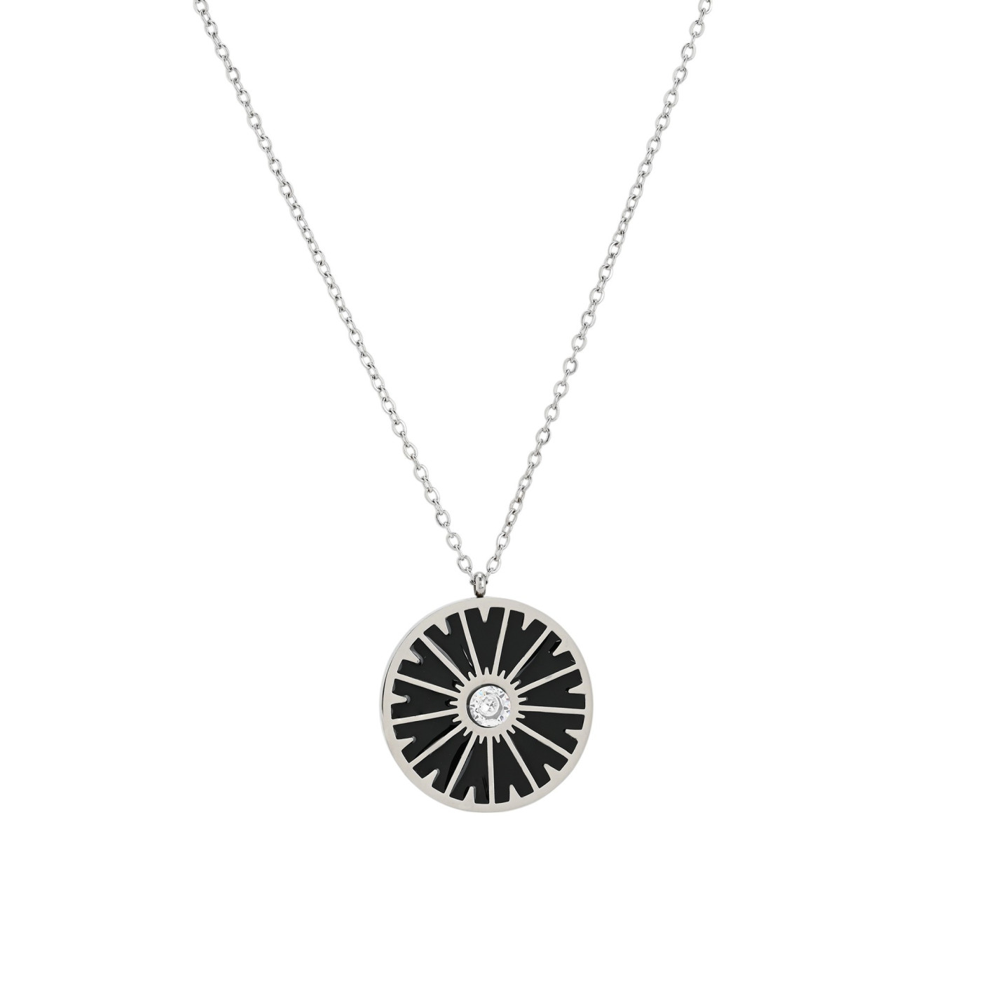 Collar en acero rueda negra GB